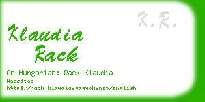 klaudia rack business card